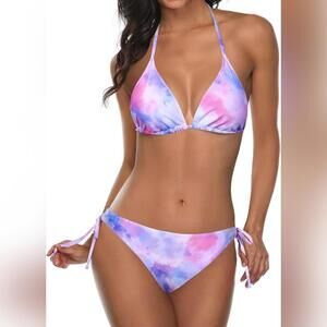 NWT Tempt Me 2 Piece String Tie Side Tie Dye Swimsuit, Small (4-6)